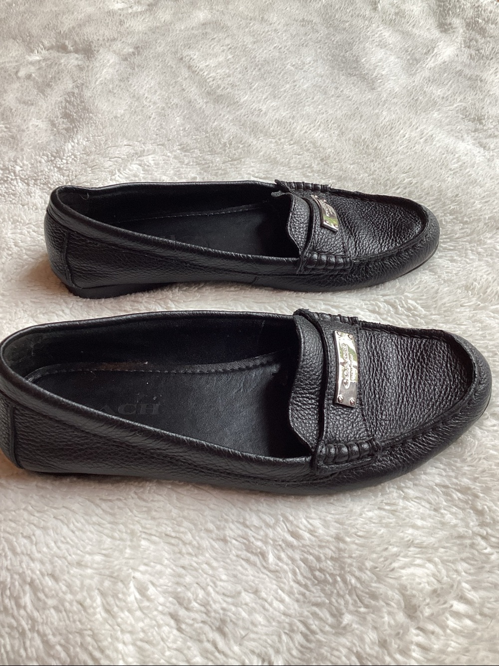 Coach, black leather loafers women’s driving moccasin flat size 7 1/2 - Picture 3 of 6